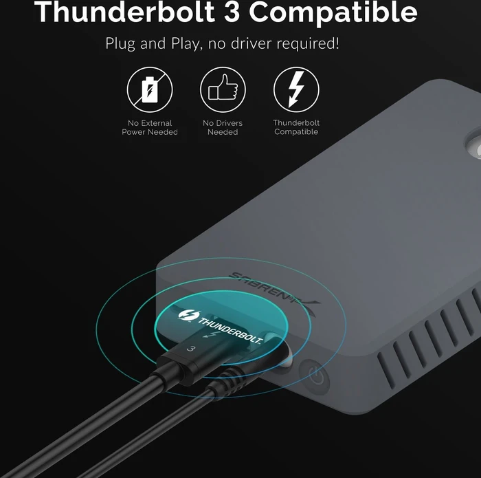 Sabrent Thunderbolt 3 to M.2 Dual NVMe SSD Tool-Free Enclosure, Thunderbolt 3 / USB-C 3.1