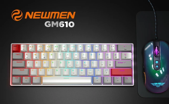 Newmen GM610 60% Wireless Mechanical Gaming Keyboard, LEDs RGB, Outemu Red, USB/Bluetooth, US