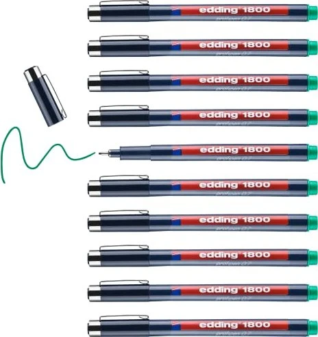 edding 1800 0.7mm grün, 10er-Pack