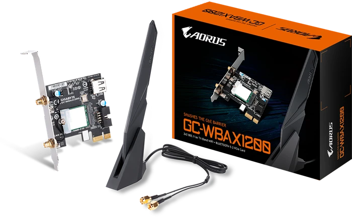GIGABYTE GC-WBAX1200, 2.4GHz/5GHz/6GHz WLAN, Bluetooth 5.2 LE, PCIe x1