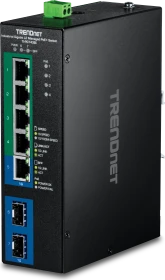TRENDnet TI Hardened Industrial Railmount Gigabit Switch, 5x RJ-45, 2x SFP, 120W PoE+ (TI-PG743Bi)
