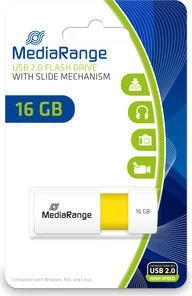 MediaRange USB Speicherstick Color Edition 16GB weiß/gelb, USB-A, USB 2.0