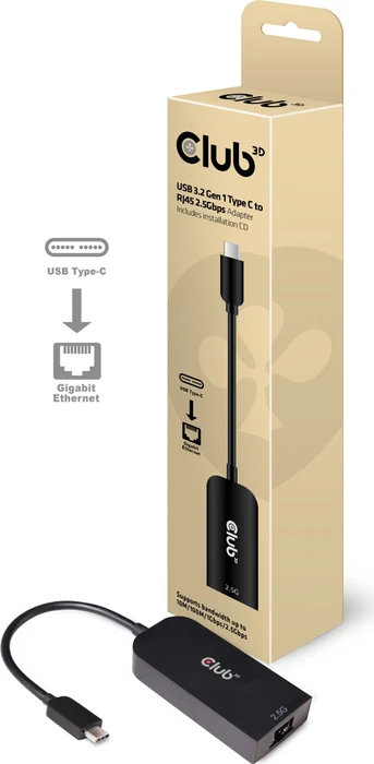 Club 3D Adapter LAN-Adapter, RJ-45, USB-C 3.0 [Stecker]