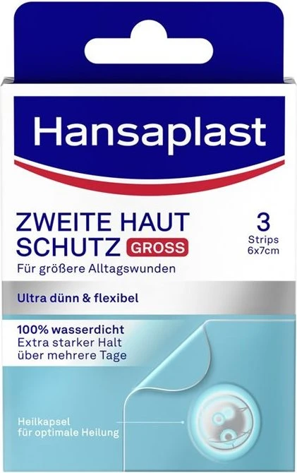 Hansaplast Zweite Haut Schutz Pflaster groß, 3 Stück