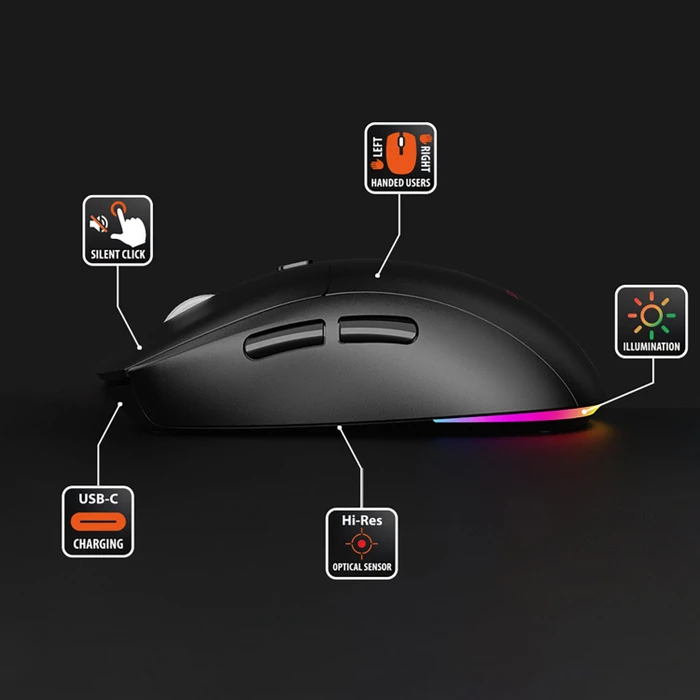 Media-Tech MT1124 2-in-1 Silent & Recharge Wireless Mouse, schwarz, USB/Bluetooth