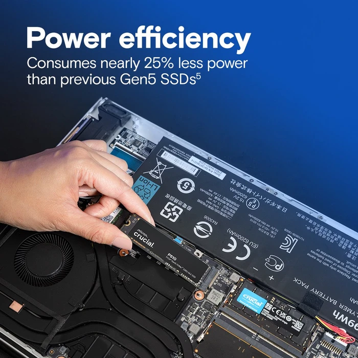 Crucial P510 SSD 2TB, M.2 2280 / M-Key / PCIe 5.0 x4, Kühlkörper