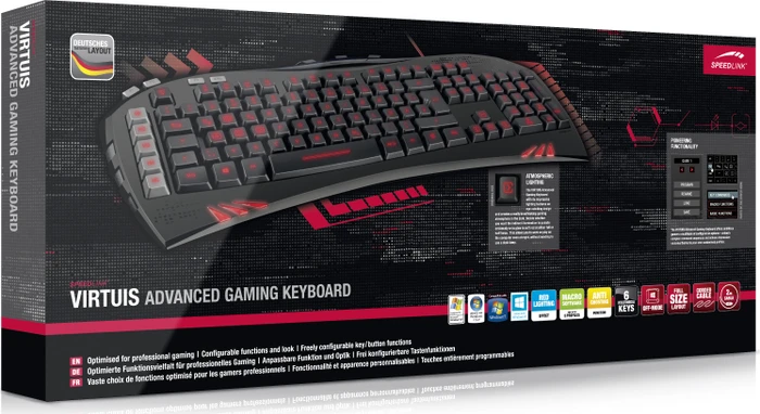 Speedlink Virtuis Advanced Gaming Keyboard, USB, DE