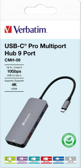 Verbatim USB-C Pro Multiport Hub CMH-09, USB-C 3.1 [Stecker]