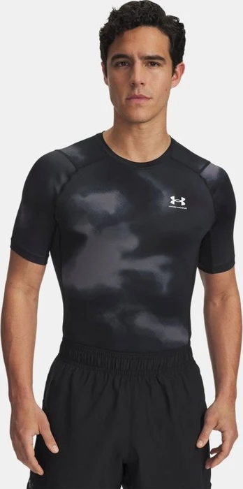 Under Armour HeatGear Printed Kompressionsshirt kurzarm schwarz/weiß (Herren)