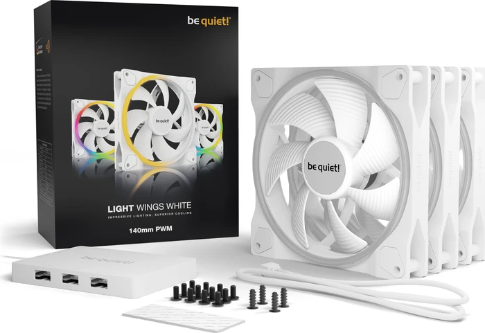 be quiet! Light Wings White PWM, LED-Steuerung, 140mm, 3er-Pack