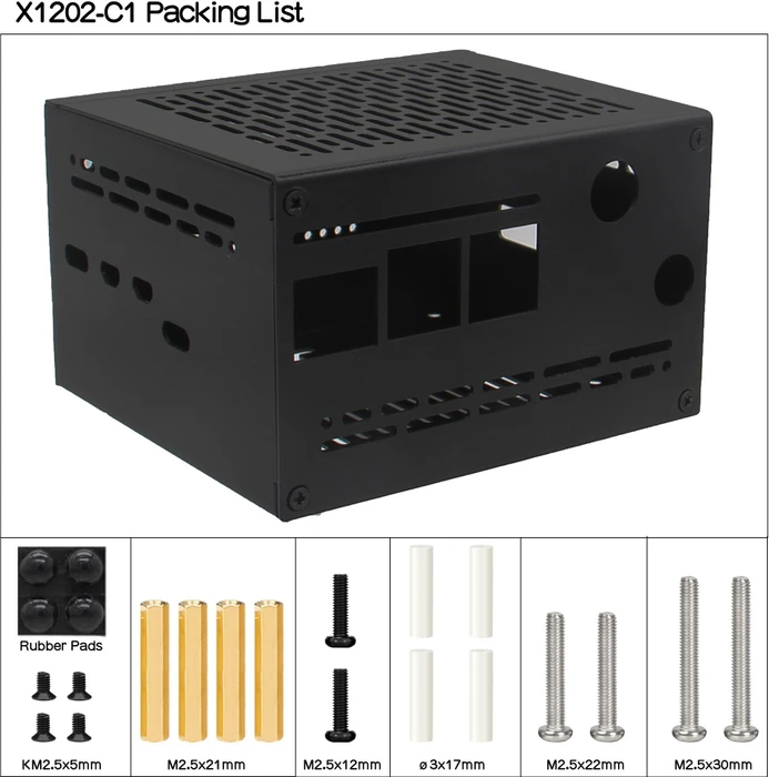 Geekworm Gehäuse für Raspberry Pi 5 X1202 Shield, schwarz