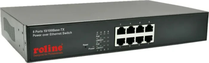 Roline Rackmount Switch, 8x RJ-45, 130W PoE