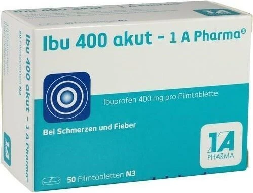 1A Pharma Ibu 400 akut Schmerztabletten, 50 Stück