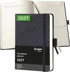 Sigel Conceptum Tageskalender 2027, A6, Hardcover, schwarz, 400 Blatt