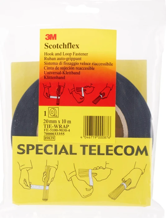 3M Scotchflex schwarz, Klettband, 20mm/10m, 1 Stück