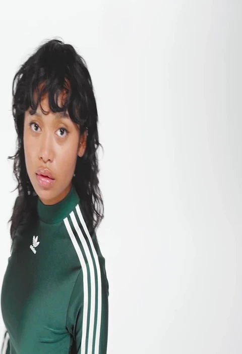 adidas 3-Streifen Cropped Shirt langarm collegiate green (Damen)