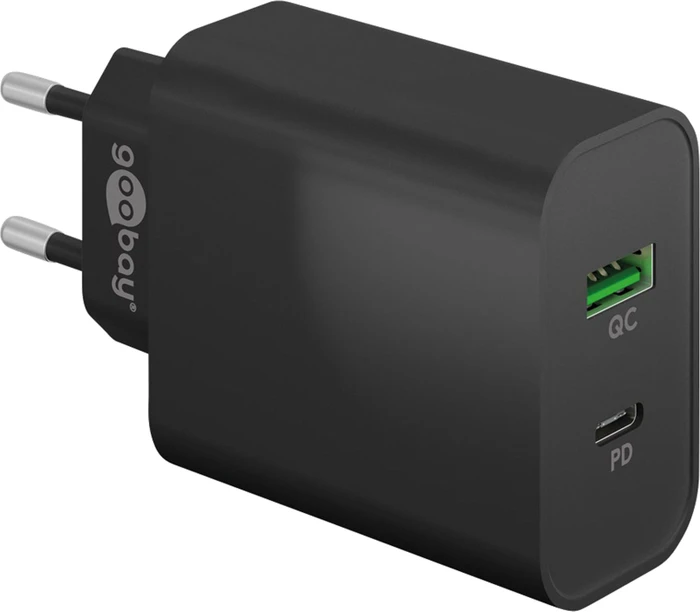 Wentronic Dual USB-Schnellladegerät USB-PD/QC 45W schwarz