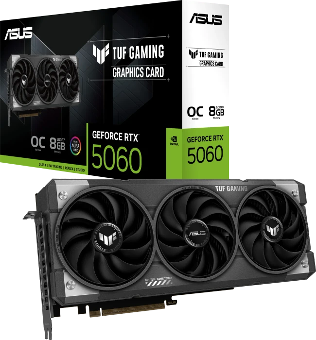 ASUS TUF Gaming GeForce RTX 5060 OC, TUF-RTX5060-O8G-GAMING, 8GB GDDR7, HDMI, 3x DP