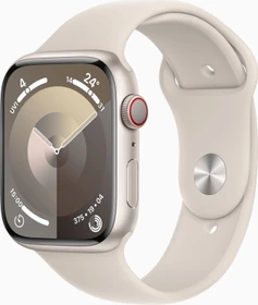 Apple Watch Series 9 (GPS + Cellular) 45mm Aluminium Polarstern mit Sportarmband S/M Polarstern