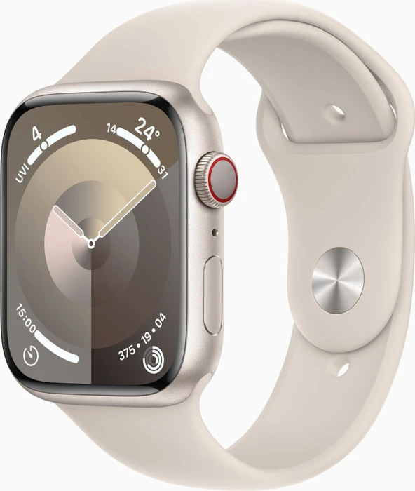 Apple Watch Series 9 (GPS + Cellular) 45mm Aluminium Polarstern mit Sportarmband S/M Polarstern