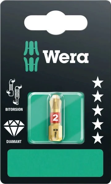 Wera 851/1 BDC SB Kreuzschlitz Bit 1/4", PH2x25mm, 1 Stück