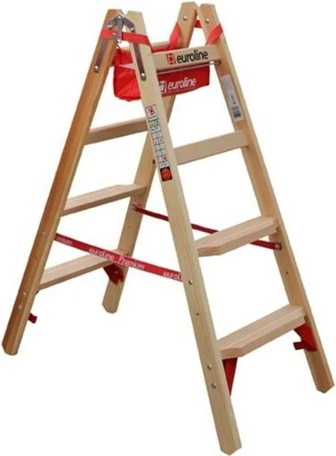 Euroline Comfort Holz 2-tlg. Stehleiter, 2x 6 Stufen