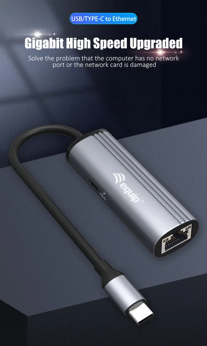 Equip USB-C-auf-RJ45-Gigabit-Netzwerk + PD 100W, USB-C 3.0 [Stecker]