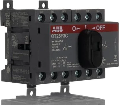 ABB Lastumschalter 3-polig 25A m. schwarzem Knebelgriff I-0-II