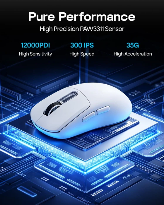 Epomaker Nex Lite Wireless Gaming Mouse mit Ladestation, weiß, USB/Bluetooth