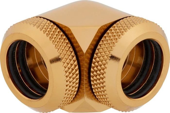 Corsair Hydro X Series XF Hardline, OD Fitting 90° 14mm, gold, 2er-Pack