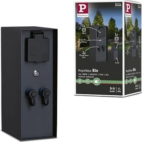 Paulmann Plug & Shine Steckdosensäule Rio mit Dämmerungssensor IP44, 2-fach, anthrazit