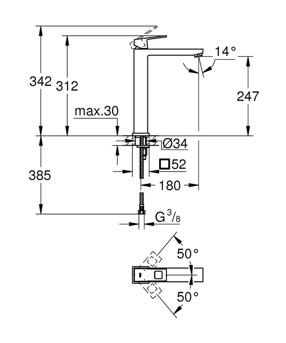 Grohe Eurocube Einhand-Waschbeckenarmatur 1/2" XL-Size chrom