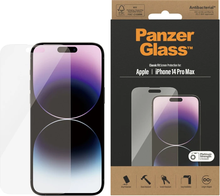 PanzerGlass Classic Fit AntiBacterial für Apple iPhone 14 Pro Max