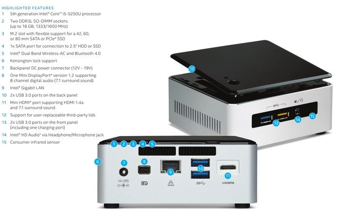 Intel NUC Kit - Tall - Rock Canyon - NUC5i5RYH