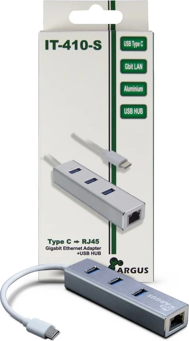 Inter-Tech Argus IT-410-S silber, RJ-45, USB-C 3.0 [Stecker]