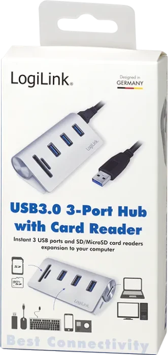 LogiLink USB-Hub mit Kartenleser, USB 3.0 Micro-B [Buchse]