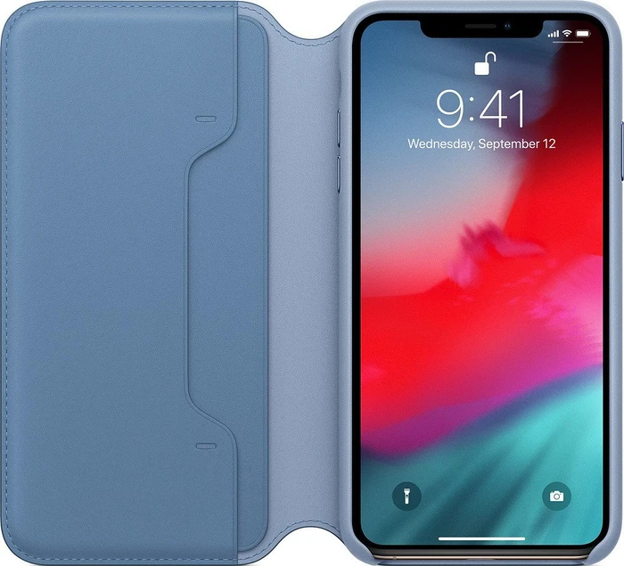 Apple Leder Folio Case für iPhone XS Max kornblumenblau