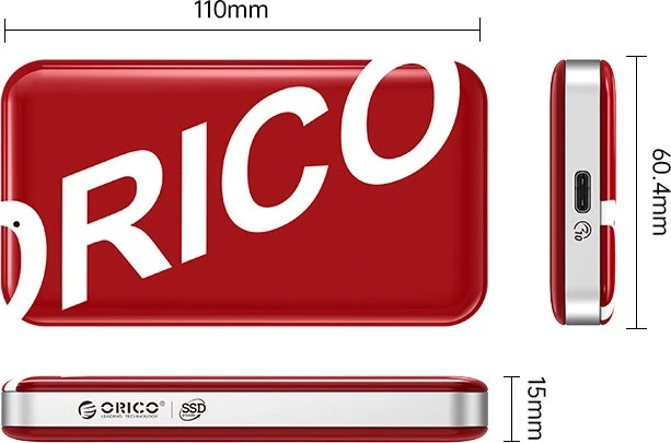 Orico SUPRE-10G SSD, rot, 1TB, USB-C 3.1