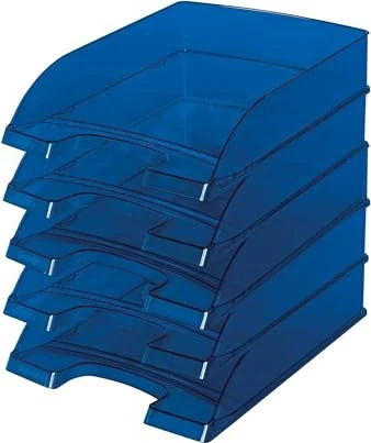 Leitz Plus Briefablage, A4, dunkelblau/transparent, 5er-Pack