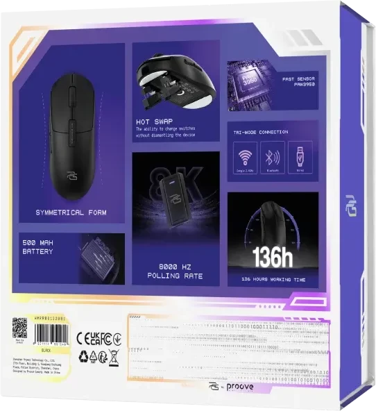 Proove RC Raider 8K Wireless Gaming Mouse, schwarz, USB/Bluetooth