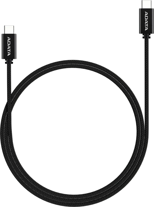 ADATA USB-C Kabel, USB 2.0, 480Mb/s, 100W PD 3.0, USB-C [Stecker] auf USB-C [Stecker], schwarz, 1m