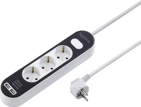 Sygonix Steckdosenleiste mit Schalter, 3-fach, mit 2x USB, 1.4m, weiß/schwarz