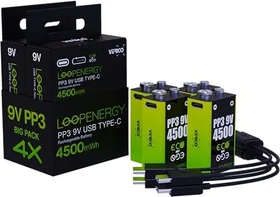 Verico LoopEnergy Rechargeable 9V-Block 500mAh, 4er-Pack