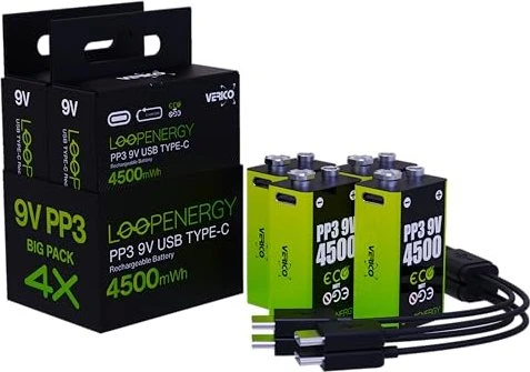 Verico LoopEnergy Rechargeable 9V-Block 500mAh, 4er-Pack