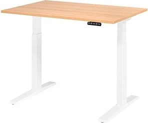 Hammerbacher Ergonomic Aktiv XMKA12 elektrisch höhenverstellbarer Sitz-Steh-Schreibtisch 120x80cm Eiche/weiß