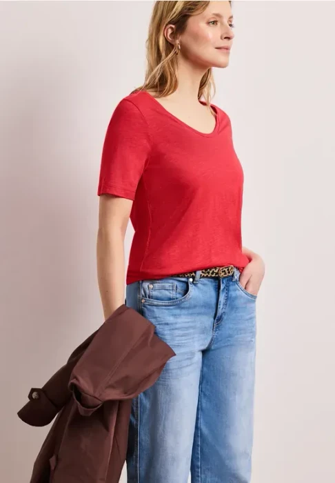 Street One Basic Gerda T-Shirt kurzarm sunset red (Damen)