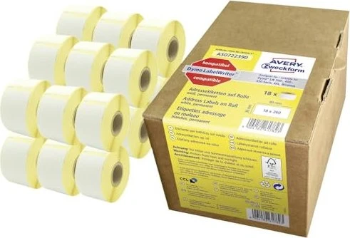 Avery-Zweckform Etiketten, 89x36mm, weiß, 18er-Pack (4680 Etiketten)