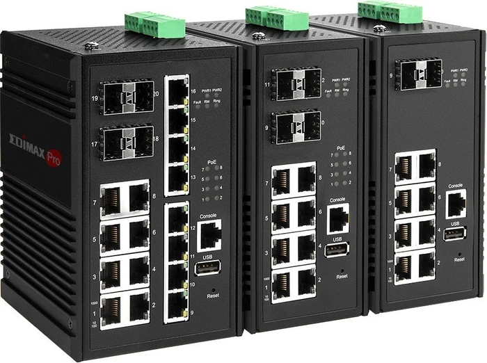 Edimax Pro IGS-5 Industrial Railmount Gigabit Managed Switch, 16x RJ-45, 4x SFP, 240W PoE+