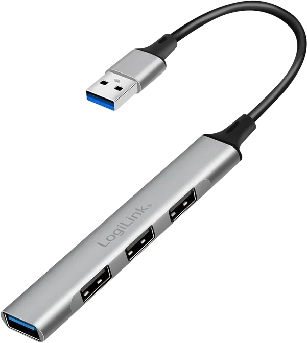 LogiLink 4-Port Slim-Hub, 1x USB-A 3.0/3x USB-A 2.0, USB-A 3.0 [Stecker]