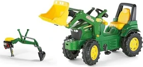 rolly toys rollyJunior John Deere Trettraktor mit Frontlader und Heckbagger grün